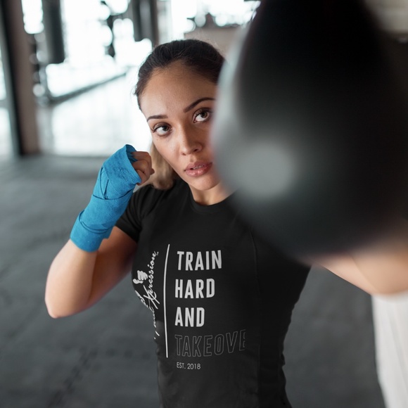 Unisex Train Hard And Takeover Inspirational Tee - Picture 1 of 1